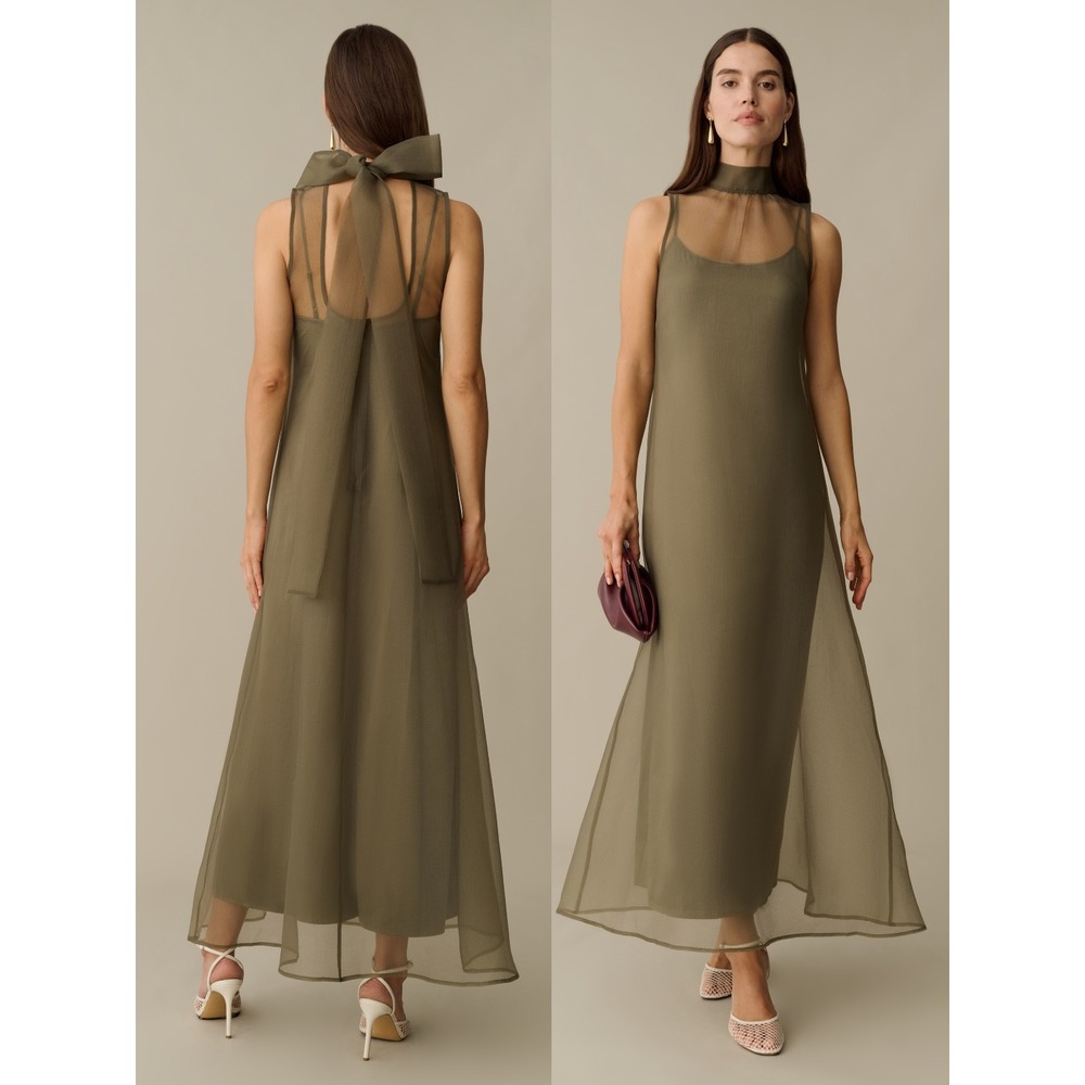 NWT CAARA Alette Maxi Halter Dress in Moss - Size XS